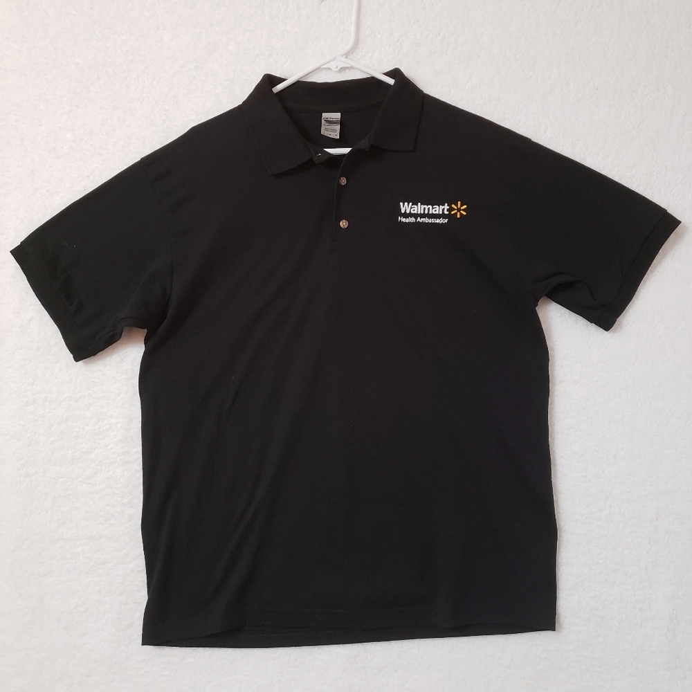 Walmart health ebassador black employee work polo shirt mens size L
